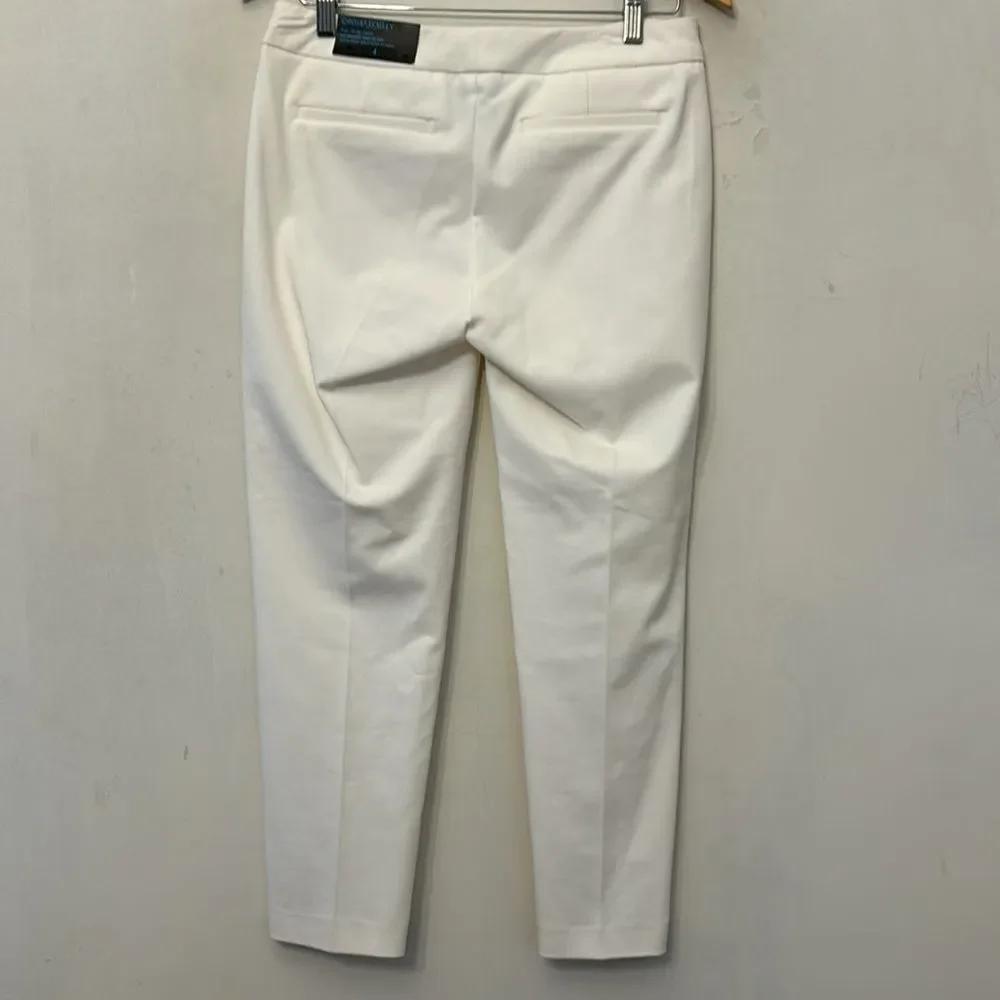 Cynthia Rowley cream slim cropped pants with slit detail at ankle Size 4 New